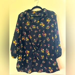 Black floal bottom front blouse.
